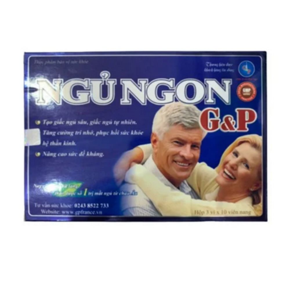 Viên uống Ngủ Ngon G&P là sản phẩm hỗ trợ giấc ngủ, giúp cải thiện chất lượng giấc ngủ và giảm các triệu chứng mất ngủ. Sản phẩm này kết hợp các thành phần thảo dược và vitamin, giúp an thần và tăng cường sức khỏe