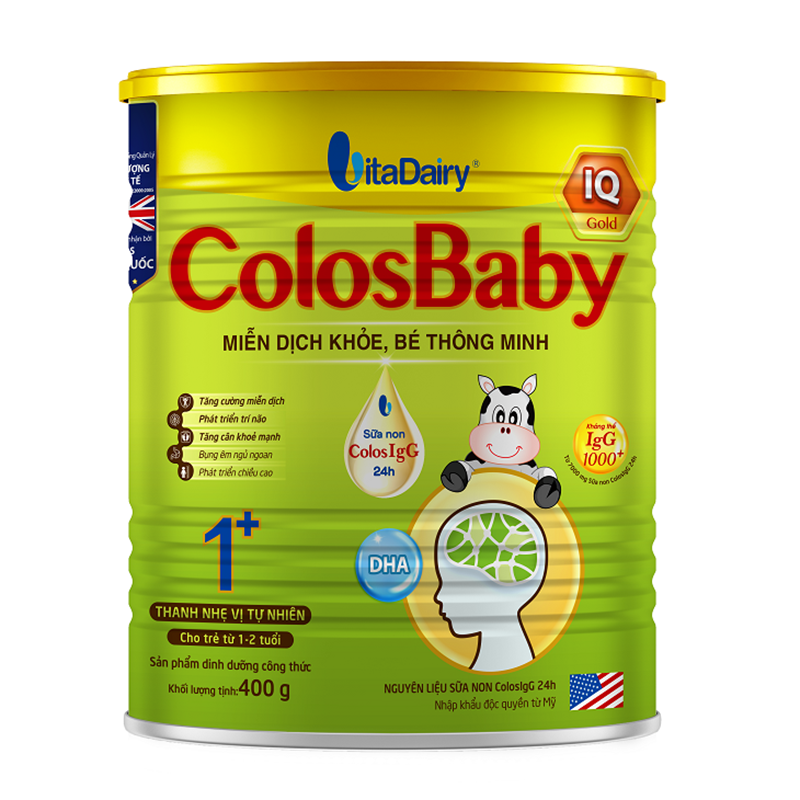 Sữa bột ColosBaby IQ Gold 1+ là sản phẩm dinh dưỡng chuyên biệt dành cho trẻ từ 1 tuổi trở lên, được nghiên cứu và phát triển để hỗ trợ sự phát triển toàn diện của trẻ. Với công thức tiên tiến và các thành phần dinh dưỡng chất lượng cao, sản phẩm giúp cung cấp năng lượng và các dưỡng chất thiết yếu cho sự phát triển trí tuệ, thể chất và hệ miễn dịch của trẻ.