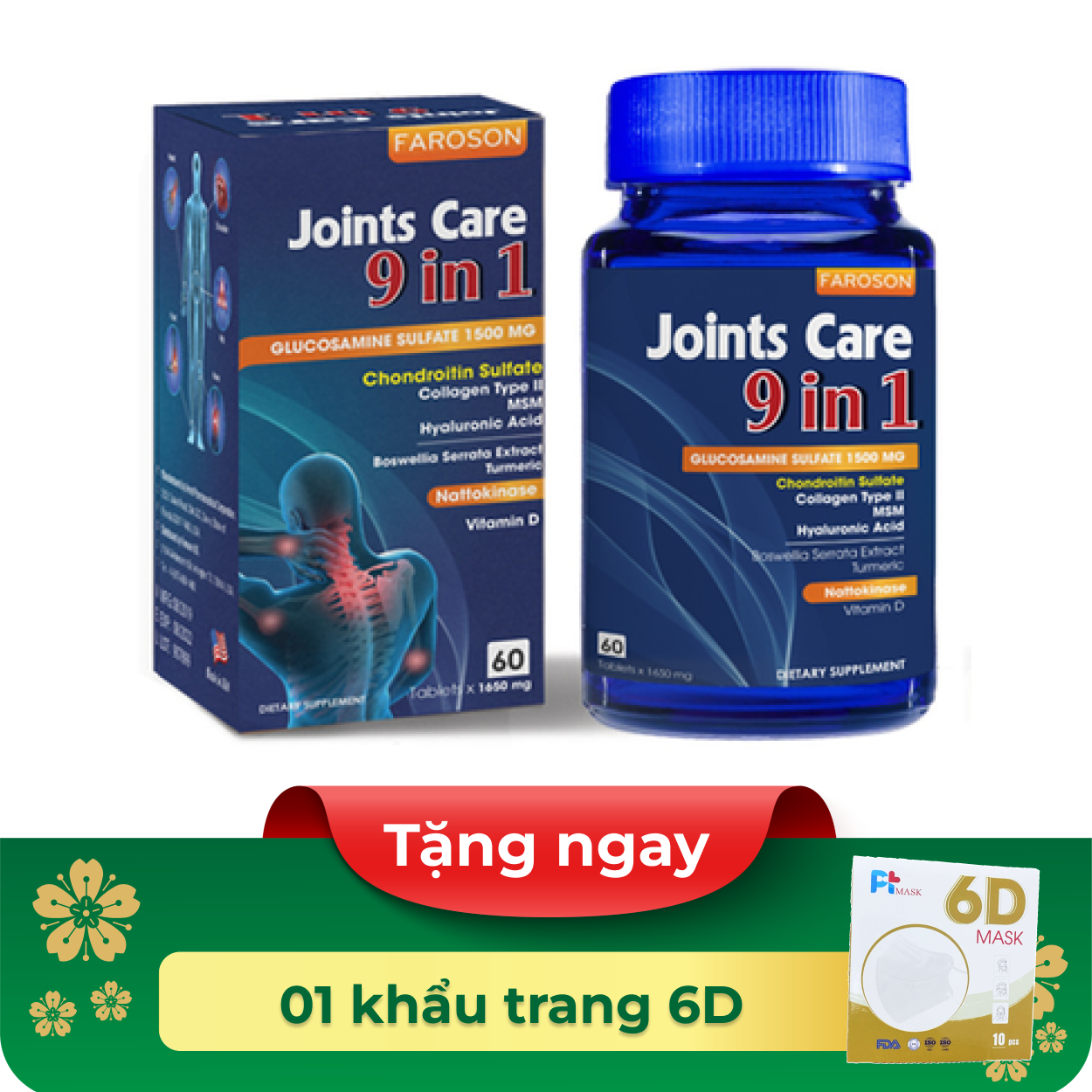 Thực phẩm bảo vệ sức khỏe Faroson Joints Care 9 in 1 (60 viên)