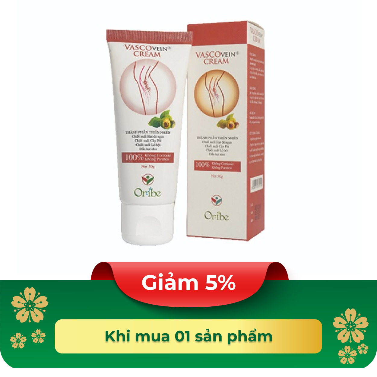 Kem thoa giãn tĩnh mạch Vascovein hỗ trợ giảm đau, sưng, phù chân 50g