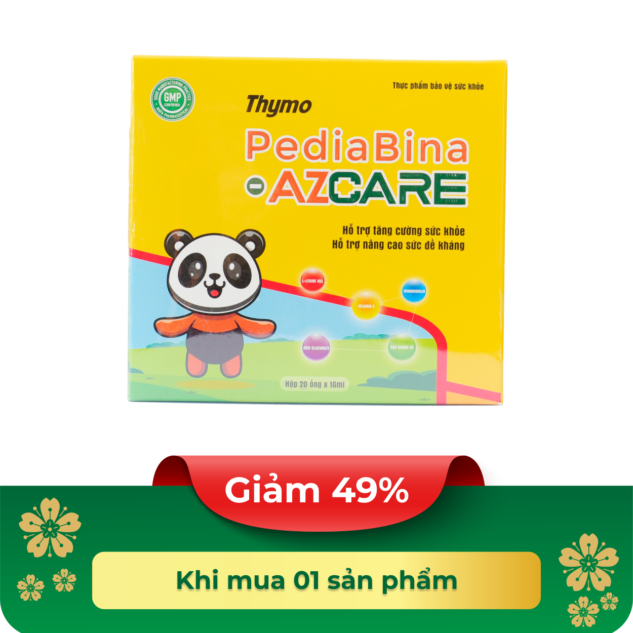 Thực phẩm bảo vệ sức khỏe Thymo PediaBina - AZCARE (Hộp 20 ống x 10ml)