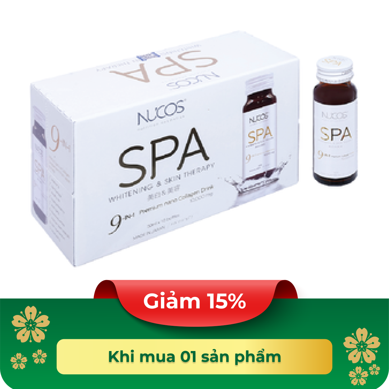 Nước Uống Nucos Spa 10.000 Hạn Chế Lão Hóa, Làm Đẹp Da (Hộp 10 Chai X 50ml)