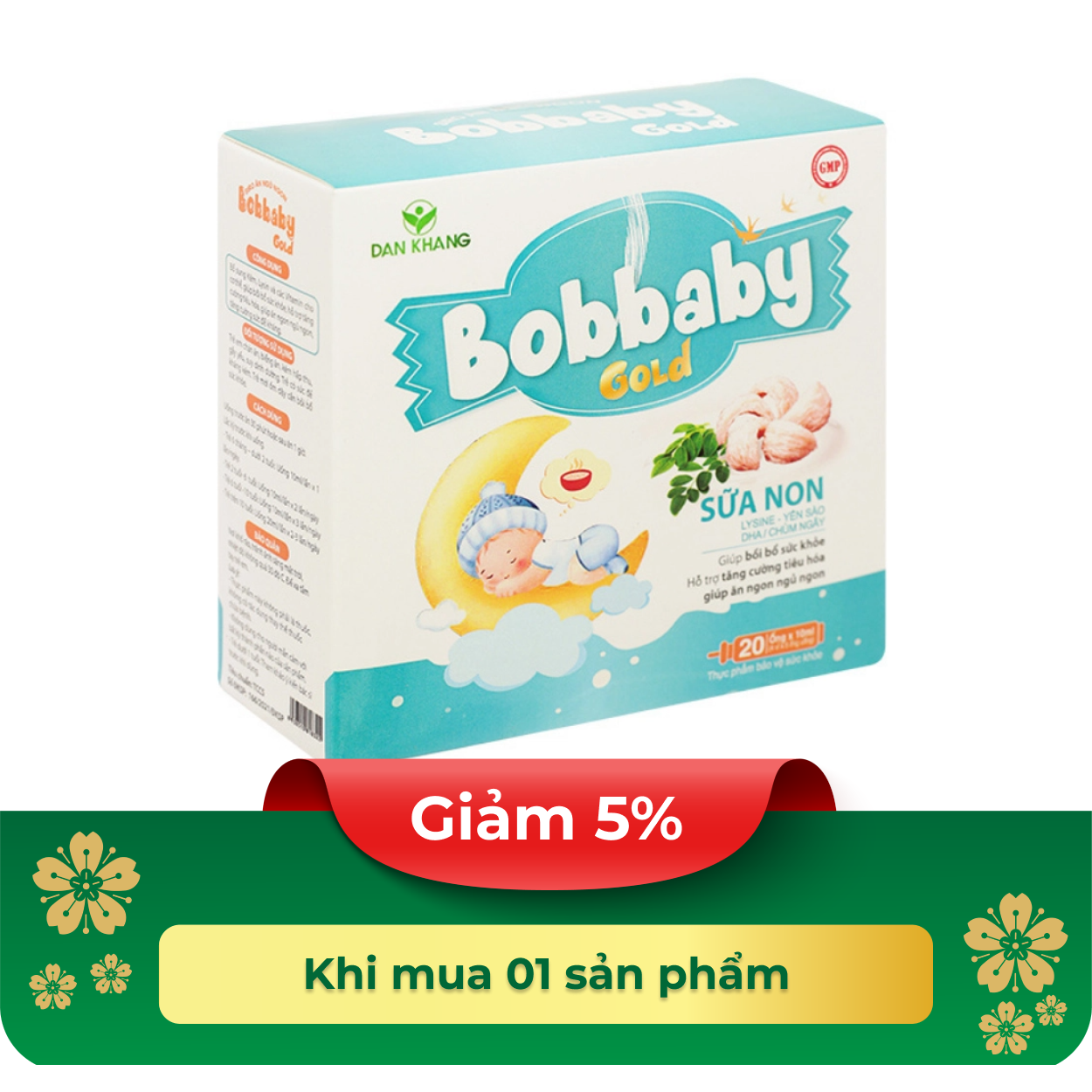 Thực phẩm bảo vệ sức khoẻ siro ăn ngủ ngon Bobbaby Gold (20 ống)