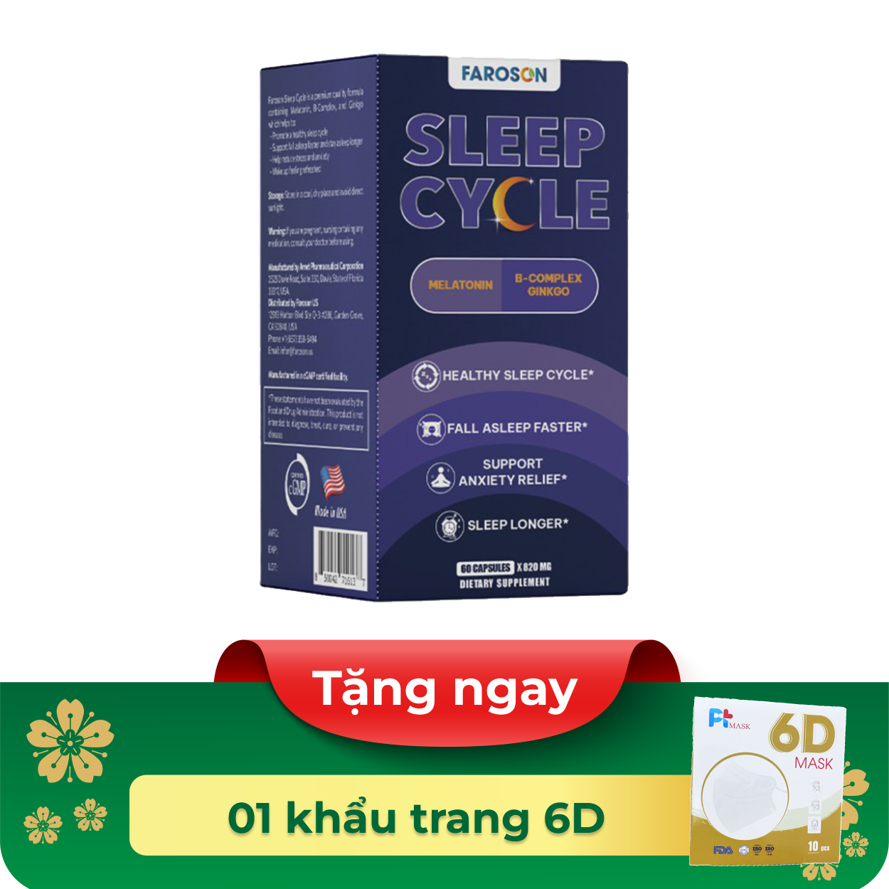 Thực phẩm bảo vệ sức khỏe Faroson Sleep Cycle (Hộp 60 viên)