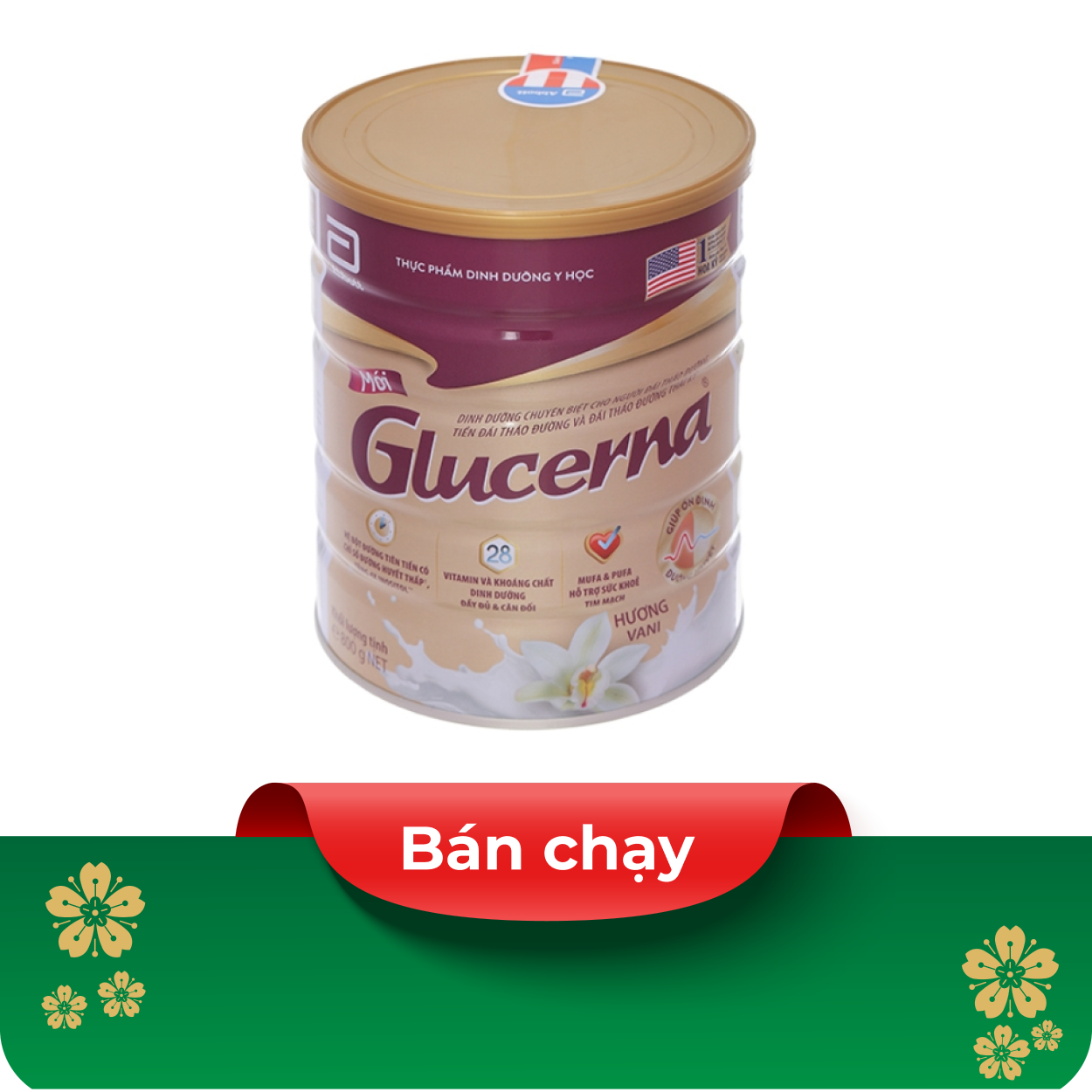 Sữa bột Abbott Glucerna bổ sung vitamin, khoáng chất cho người tiểu đường (800g)