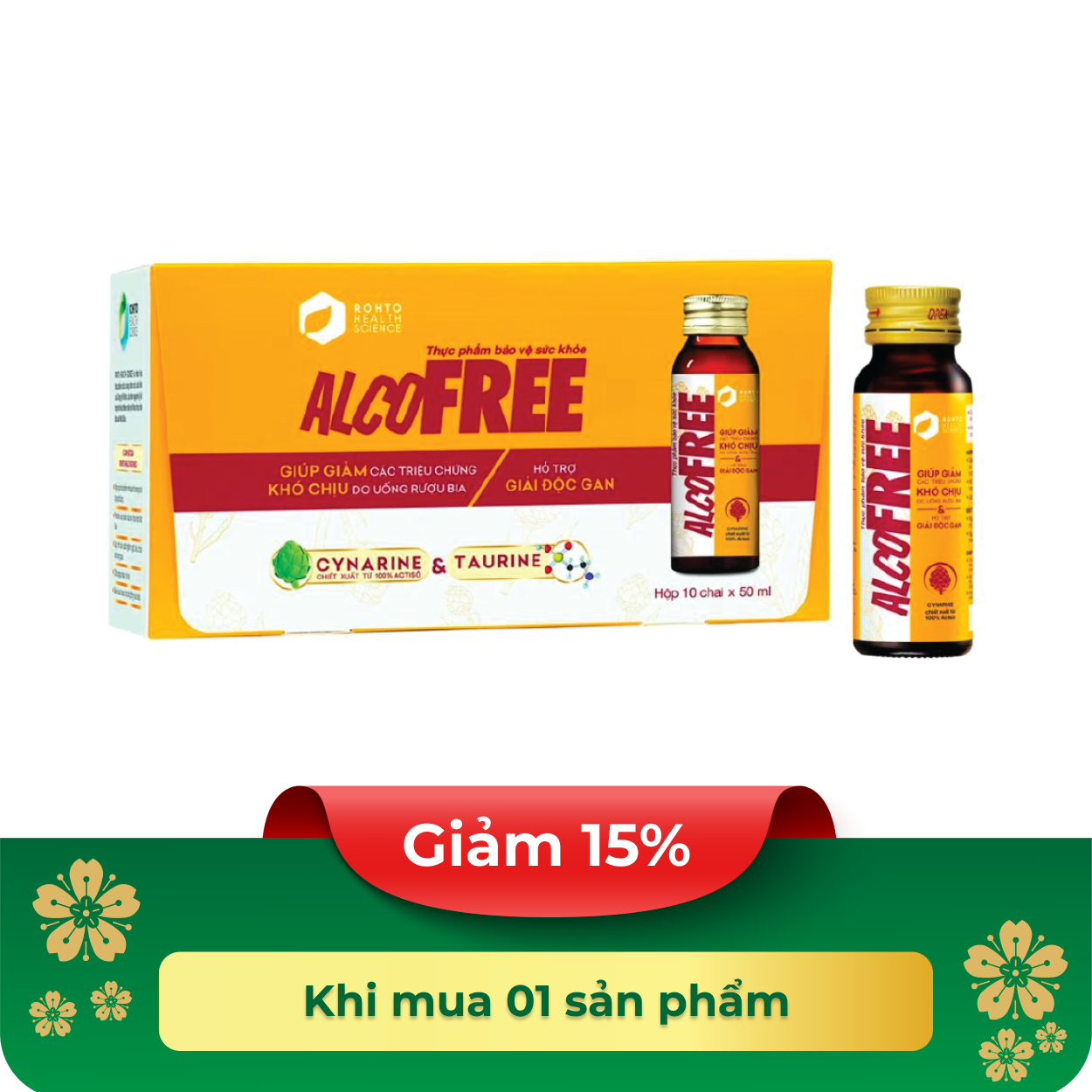 Dung dịch Alcofree giảm các triệu chứng khó chịu do uống rượu bia (10 chai x 50ml)