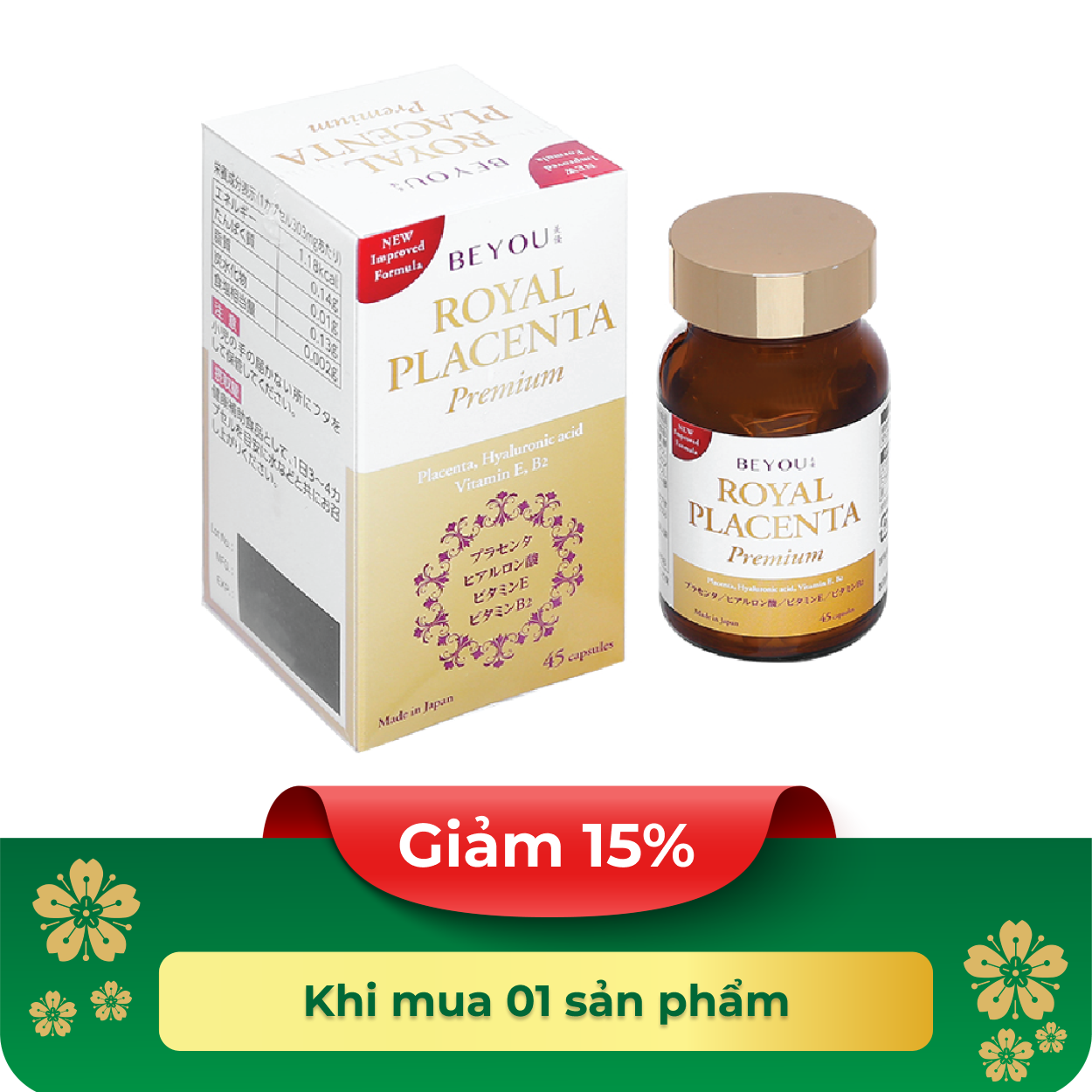 Thực phẩm bảo vệ sức khỏe Beyou Royal Placenta (45 viên)