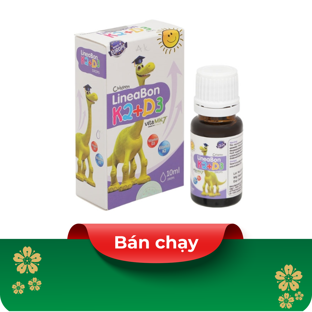 Vitamin tăng trưởng chiều cao Lineabon K2 + D3 Chai 10Ml