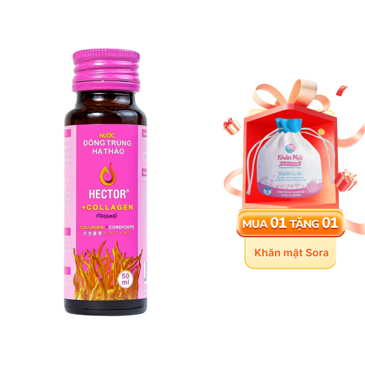 Hector Collagen - Nước Đông trùng hạ thảo (10 chai x 50ml)