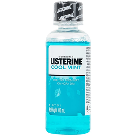 Nước súc miệng Listerine Cool Mint hỗ trợ loại bỏ mảng bám và vi khuẩn (100ml)