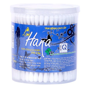 Tăm bông Hana trẻ em lõi giấy đầu xoắn hộp tròn (200 que )