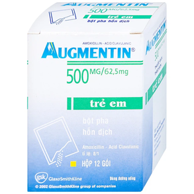 Thuốc Augmentin 500mg/62,5mg điều trị ngắn hạn các nhiễm khuẩn (12 gói)