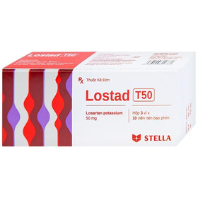 Thuốc Lostad T50 Stella điều trị tăng huyết áp, nhồi máu cơ tim (3 vỉ x 10 viên)