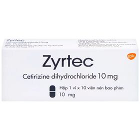 Thuốc Zyrtec 10mg hỗ trợ điều trị mày đay, viêm mũi dị ứng (1 vỉ x 10 viên)