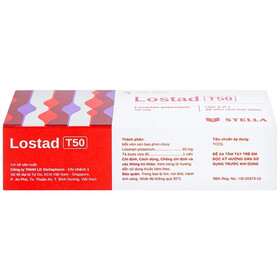 Thuốc Lostad T50 Stella điều trị tăng huyết áp, nhồi máu cơ tim (3 vỉ x 10 viên)