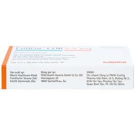 Thuốc Concor 2.5mg trị bệnh suy tim mạn tính ổn định (3 vỉ x 10 viên)