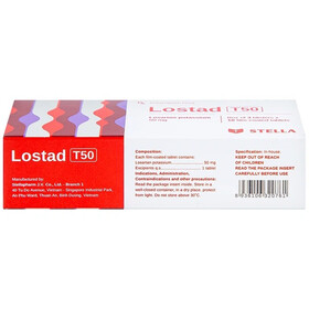 Thuốc Lostad T50 Stella điều trị tăng huyết áp, nhồi máu cơ tim (3 vỉ x 10 viên)