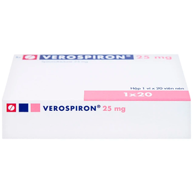 Thuốc Verospiron 25mg trị phù, tăng huyết áp (1 vỉ x 20 viên)