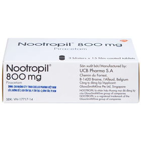 Thuốc Nootropil 800mg GSK điều trị hội chứng tâm thần (3 vỉ x 15 viên)