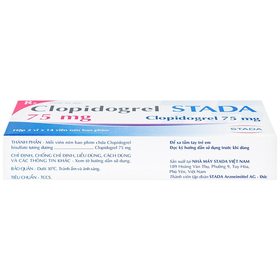 Thuốc Clopidogrel Stada 75mg chống kết tập tiểu cầu,giảm nguy cơ bệnh tim và đột quỵ (2 vỉ x 14 viên)