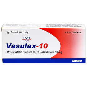 Thuốc Vasulax-10mg Micro điều trị rối loạn lipid máu (3 vỉ x 10 viên)
