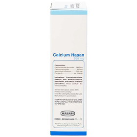Thuốc sủi Calcium Hasan 500mg phòng và hỗ trợ điều trị loãng xương (20 viên)