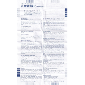 Thuốc Verospiron 25mg trị phù, tăng huyết áp (1 vỉ x 20 viên)