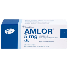 Thuốc Amlor 5mg Tab Pfizer điều trị tăng huyết áp (3 vỉ x 10 viên)
