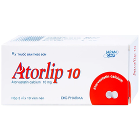 Thuốc Atorlip 10mg  giảm cholesterol trong máu (3 vỉ x 10 viên)