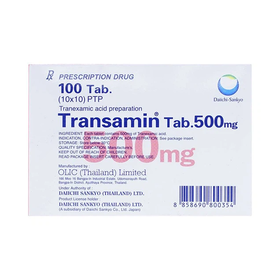 Thuốc Transamin 500mg điều trị chảy máu bất thường (10 vỉ x 10 viên)