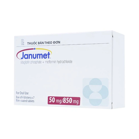 Thuốc Janumet 50mg/850mg điều trị đái tháo đường type 2 (4 vỉ x 7 viên)