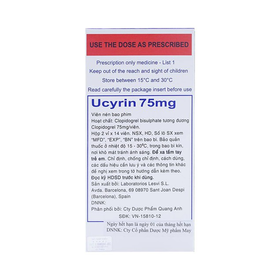 Thuốc Ucyrin 75mg giảm những biến cố xơ vữa động mạch (2 vỉ x 14 viên)