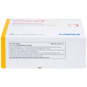 Thuốc Glucophage 500mg Merck điều trị đái tháo đường type 2 (5 vỉ x 10 viên)