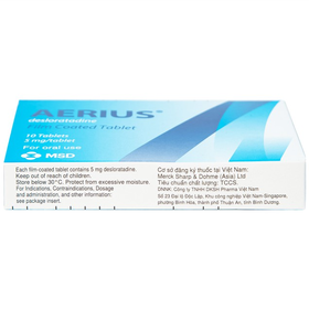 Thuốc Aerius 5mg trị viêm mũi dị ứng, mày đay (1 vỉ x 10 viên)