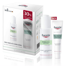 Combo Eucerin Proacne A.I Clearing Treatment 40Ml Và Eucerin Poreless Solution Pore Minimizer Serum 30Ml giúp giảm mụn, thông thoáng lỗ chân lông.