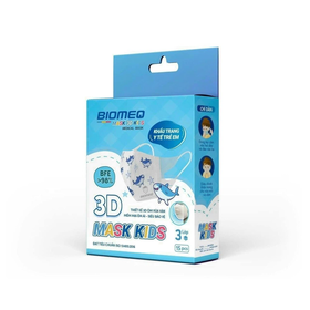 Khẩu trang 4 lớp 3D Biomed Baby ngăn giọt bắn, khí thải, bụi mịn an toàn cho bé (hộp 15 cái)
