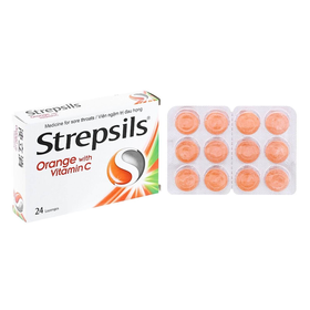 Viên ngậm Strepsils Orange With Vitamin C Reckitt điều trị đau họng (2 vỉ x 12 viên)