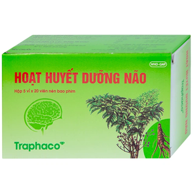 Thuốc Hoạt Huyết Dưỡng Não Traphaco bao đường trị rối loạn tuần hoàn não (5 vỉ x 20 viên)