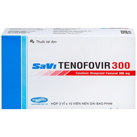 Thuốc Savi Tenofovir 300mg hỗ trợ điều trị HIV, viêm gan B (3 vỉ x 10 viên)