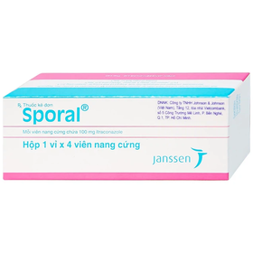 Thuốc Sporal 100mg Janssen điều trị các bệnh nấm phụ khoa, da, toàn thân (4 viên)