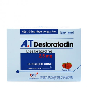 Thuốc A.T Desloratadin 2.5mg  điều trị viêm mũi dị ứng, mày đay (30 ống x 5ml)