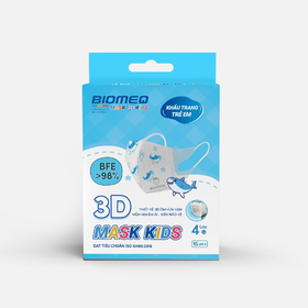 Khẩu trang 4 lớp 3D Biomed Baby ngăn giọt bắn, khí thải, bụi mịn an toàn cho bé (hộp 15 cái)