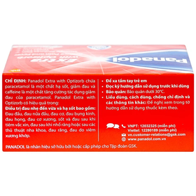 Thuốc Panadol Extra With Optizorb 500mg GSK giảm đau đầu, đau nửa đầu (12 vỉ x 10 viên)
