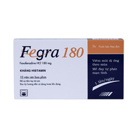 Thuốc Fegra 180mg trị viêm mũi dị ứng, mày đay (1 vỉ x 10 viên)