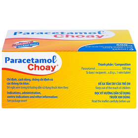 Thuốc Paracetamol Choay 500mg Sanofi hỗ trợ giảm đau, hạ sốt (10 vỉ x 10 viên)