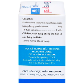 Thuốc Sovepred 5mg Mekophar chống viêm và ức chế miễn dịch (30 viên)