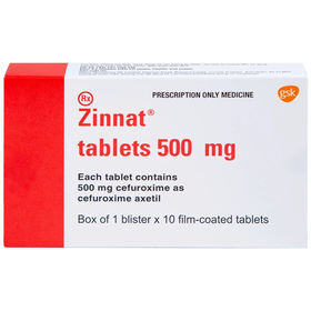 Thuốc Zinnat 500mg điều trị nhiễm khuẩn do các vi khuẩn nhạy cảm (1 vỉ x 10 viên)
