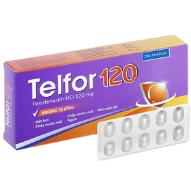 Thuốc Telfor 120mg trị chàm, ngứa, viêm mũi dị ứng (2 vỉ x 10 viên)