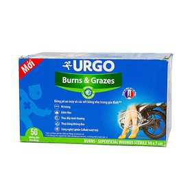Miếng dán Urgo Burns &amp; Grazes hỗ trợ dán bỏng và các vết thương bề mặt (10cm x 7cm) 50 miếng