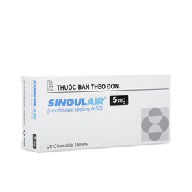 Thuốc Singulair 5mg MSD điều trị hen phế quản mạn (2 vỉ x 14 viên)